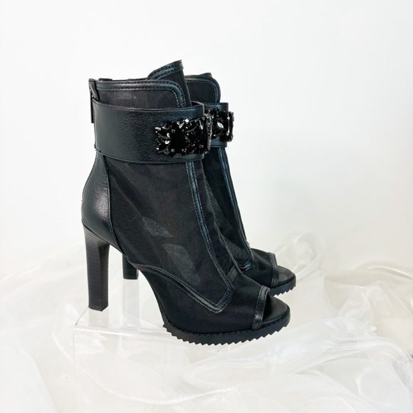 Karl Lagerfeld Paris Women's Blayze Peep Toe Boot Ankle 6.5 Black - Picture 8 of 10